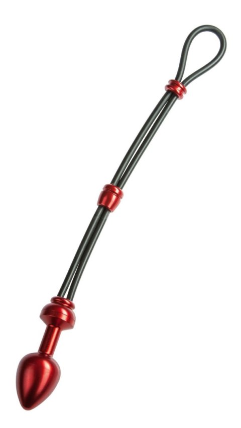 MALESATION Cock-Grip with Alu-Plug large, red - pierścień erekcyjny