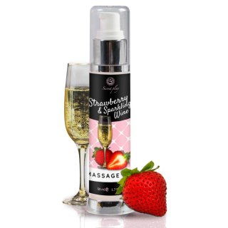 STRAWBERRY & SPARKLING WINE MASSAGE OIL 50 ML - Olejek do masażu