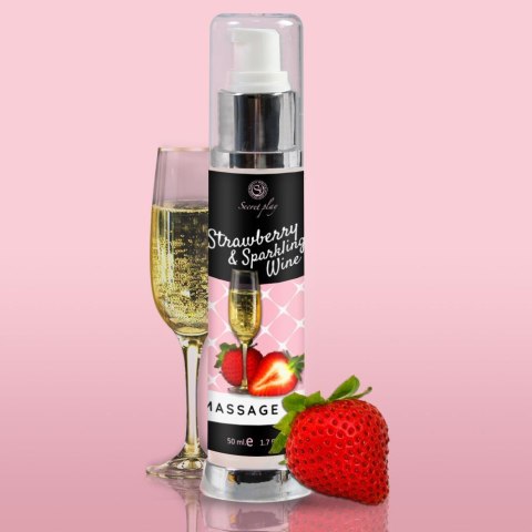 STRAWBERRY & SPARKLING WINE MASSAGE OIL 50 ML - Olejek do masażu