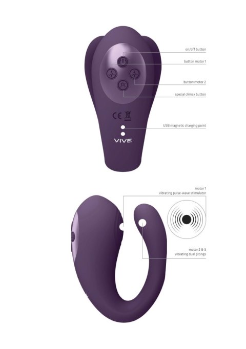 Yoko - Triple Action Vibrator Dual Prongs with Clitoral Pulse Wave