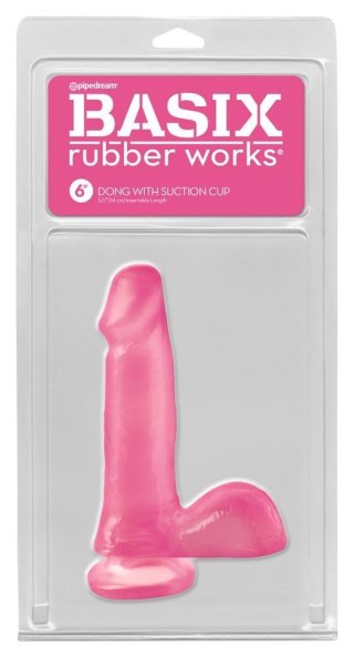 BRW 6" Dong Suction Cup Pink - Różowe dildo na przyssawce