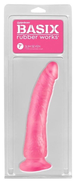 BRW Slim Seven Pink - Różowe dildo na przyssawce