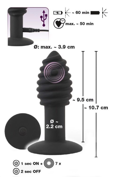 Black Velvets Twist butt plug - Wibrujący korek analny