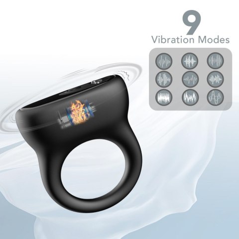 Oring Black, 9 vibration functions - Wibrujący pierścień erekcyjny