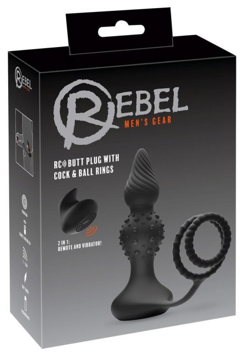 Rebel RC butt plug with cock&b - Wibrujący korek analny