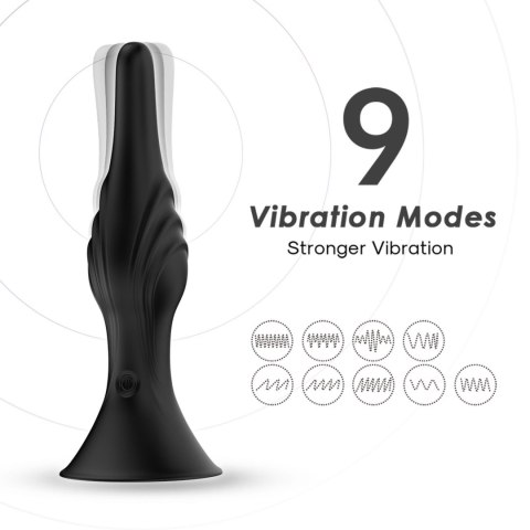 Rocket Black, 9 vibration functions - Wibrujący korek analny