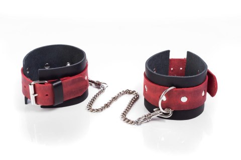 Cuffs Crazy Horse Red, Big - skórzane kajdanki czerwone