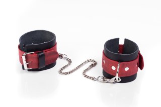 Kajdanki- Cuffs Crazy Horse Red, Small - skórzane kajdanki