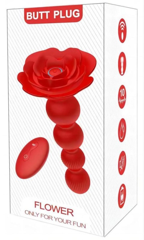 Rose rotating anal beads - Wibrujący korek analny