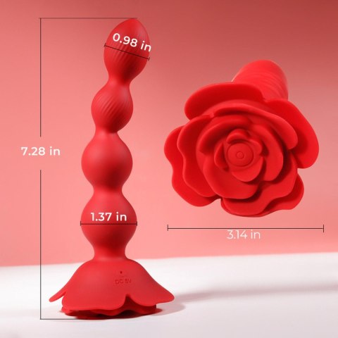 Rose rotating anal beads - Wibrujący korek analny