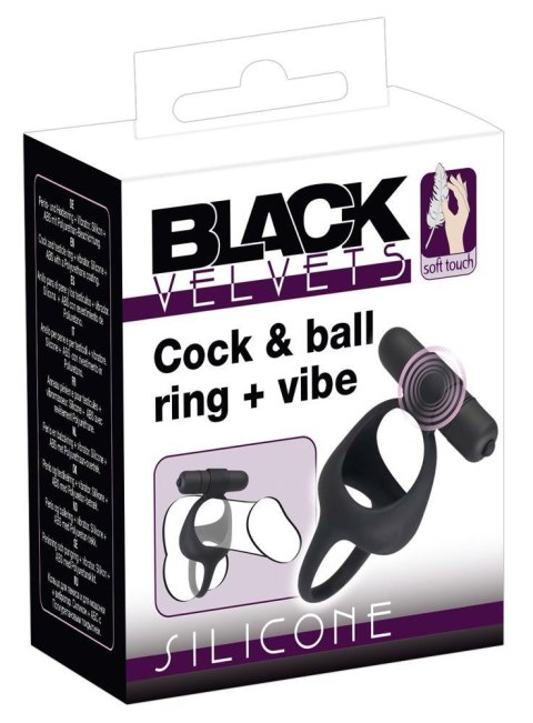 Black Velvets Cock & Ball Ring - Wibrujący pierścień erekcyjny