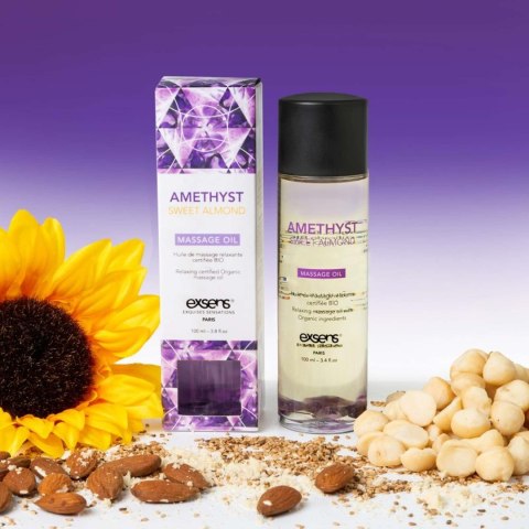 AMETHYST SWEET ALMOND Organic Massage Oil with stones 100 ml - Olejek do masażu