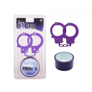 Purple Sex Extra PVC Ribbon and Handcuffs