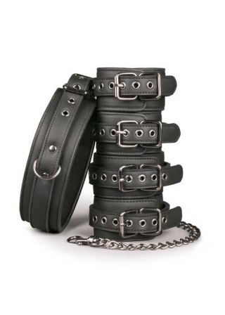 Fetish set with collar, ankle- and wrist cuffs - Kajdanki do kostek