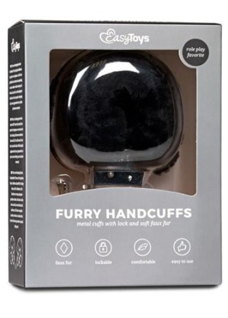 Furry Handcuffs - Black - Kajdanki na ręce