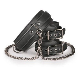 Leather Collar With Handcuffs - Kajdanki na ręce