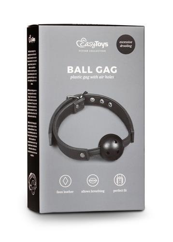 Ball Gag With PVC Ball - Black - Knebel z kulką