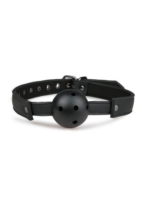 Ball Gag With PVC Ball - Black - Knebel z kulką