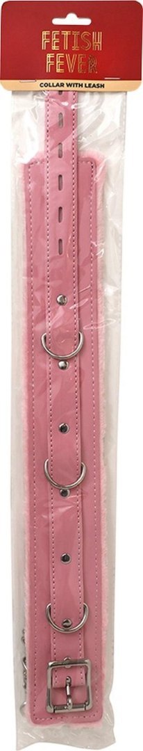 Fetish Fever - Collar with leash - Pink