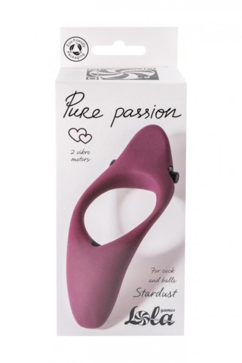 Erection Vibroring Pure Passion Stardust Wine Red - Wibrujący pierścień na penisa