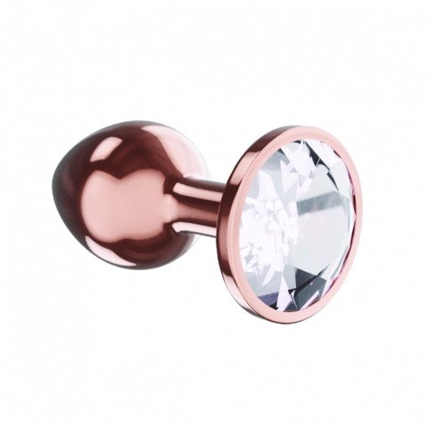 Butt Plug Diamond Moonstone Shine L Rose Gold - Metalowy korek analny