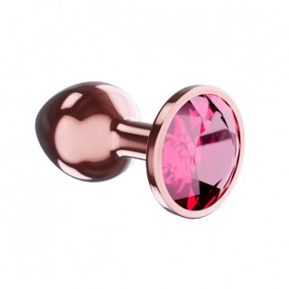 Butt Plug Diamond Ruby Shine L Rose Gold - Metalowy korek analny