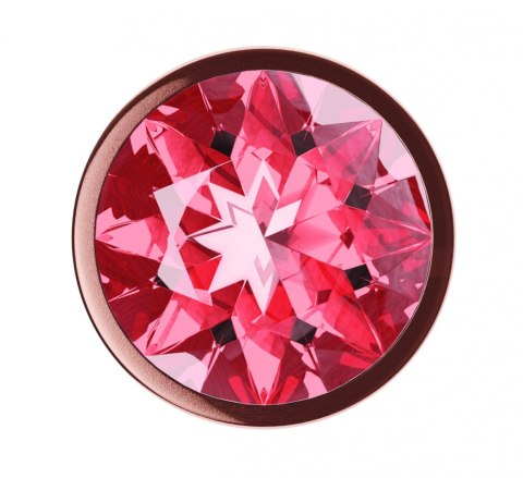 Butt Plug Diamond Ruby Shine L Rose Gold - Metalowy korek analny