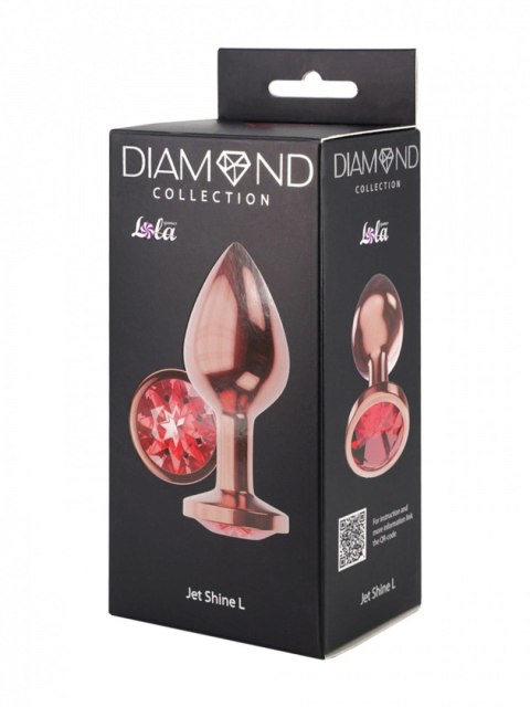 Butt Plug Diamond Ruby Shine L Rose Gold - Metalowy korek analny