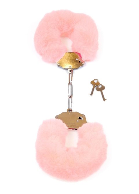 Kajdanki Fetish B - Series- Furry Cuffs Light Pink - Kajdanki z futerkiem