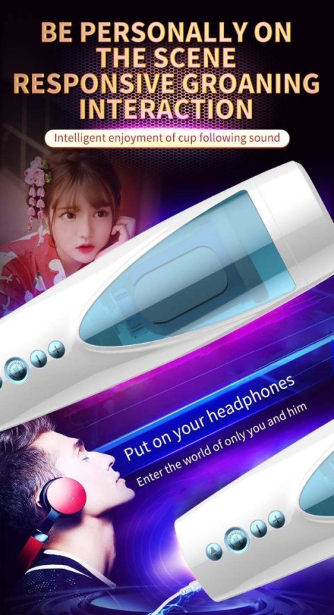 Vibrating, Rotating and Flashing Masturbation USB 10+10 Function / Talk Mode