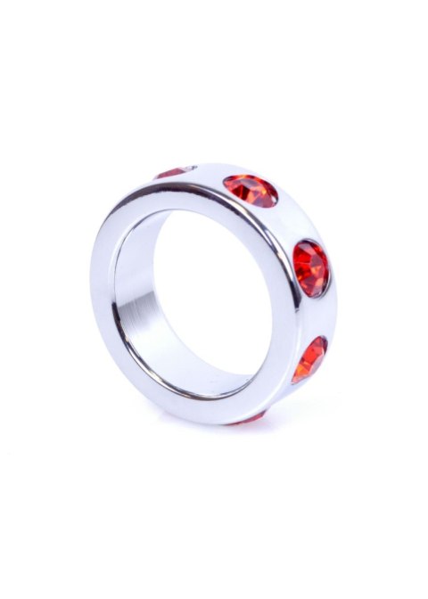 Metal Cock Ring with Red Diamonds Small - pierścień erekcyjny