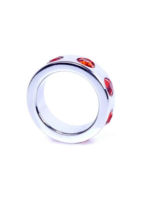 Metal Cock Ring with Red Diamonds Small - pierścień erekcyjny