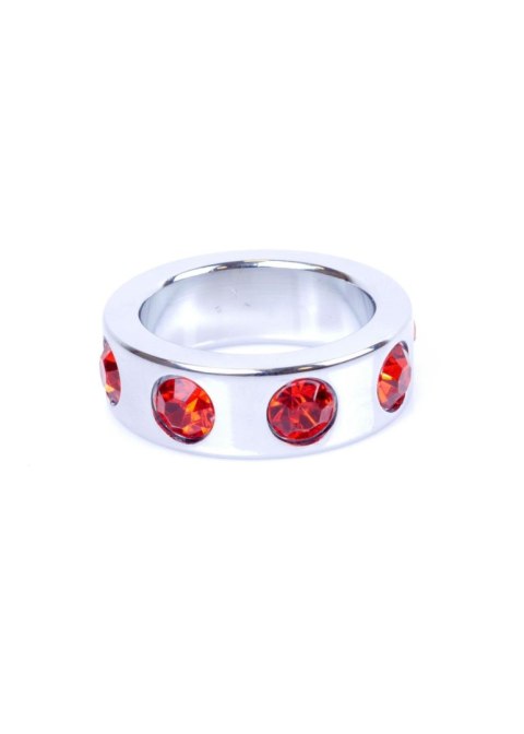 Metal Cock Ring with Red Diamonds Small - pierścień erekcyjny