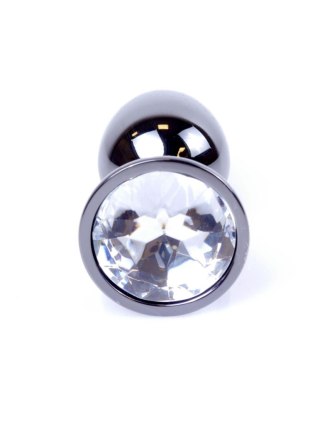 Dark Silver PLUG- Clear - Metalowy korek analny