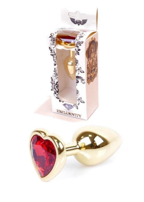 Gold Heart PLUG- Red - Zatyczka analna w kształcie serca