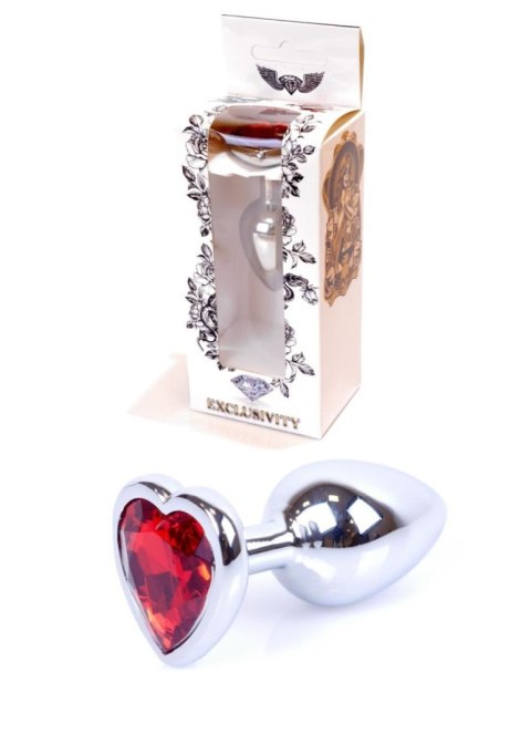 Silver Heart PLUG- Red - Zatyczka analna w kształcie serca