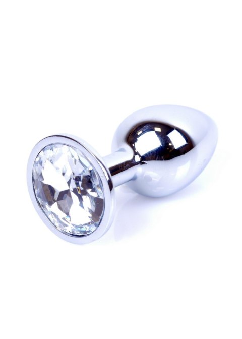 Silver PLUG- Clear - Metalowy korek analny