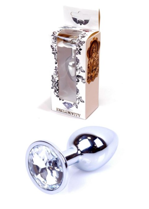 Silver PLUG- Clear - Metalowy korek analny