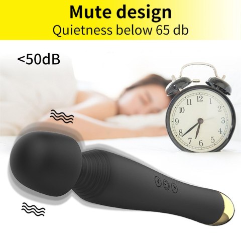 Silicone Massager Black USB 6 Vibration - wibrator Wand