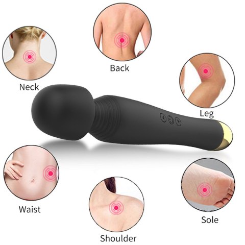 Silicone Massager Black USB 6 Vibration - wibrator Wand