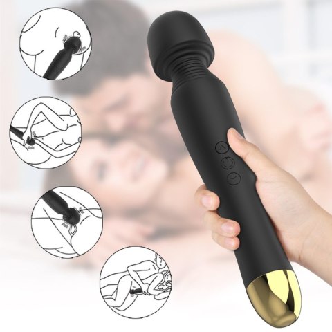 Silicone Massager Black USB 6 Vibration - wibrator Wand