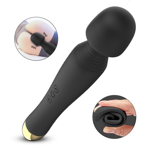 Silicone Massager Black USB 6 Vibration - wibrator Wand