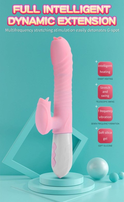 Wibrator-Silicone Vibrator USB 7 Function and Thrusting Function / Heating, pink