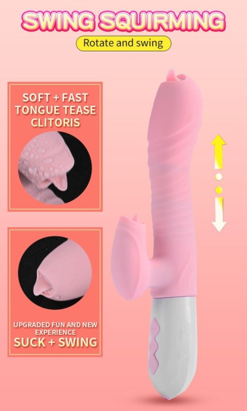 Wibrator-Silicone Vibrator USB 7 Function and Thrusting Function / Heating, pink