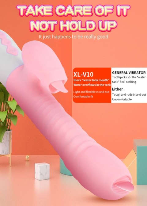 Wibrator-Silicone Vibrator USB 7 Function and Thrusting Function / Heating, pink