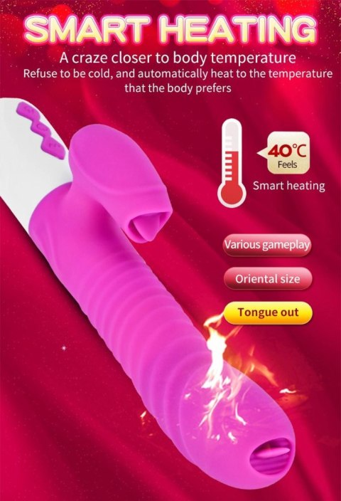 Silicone Vibrator Heating, purple - Wibrator króliczek