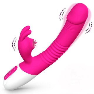 Wibrator- Silicone Vibrator USB 7 Powerful Licking and Thrusting Modes - Wibrator króliczek