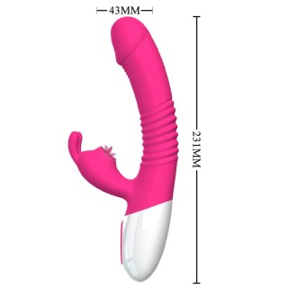 Wibrator- Silicone Vibrator USB 7 Powerful Licking and Thrusting Modes - Wibrator króliczek