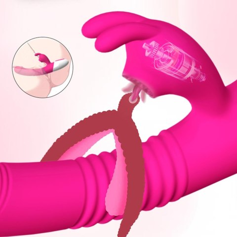 Wibrator- Silicone Vibrator USB 7 Powerful Licking and Thrusting Modes - Wibrator króliczek