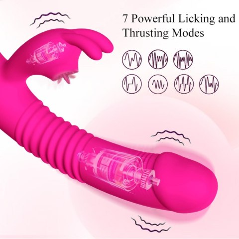 Wibrator- Silicone Vibrator USB 7 Powerful Licking and Thrusting Modes - Wibrator króliczek